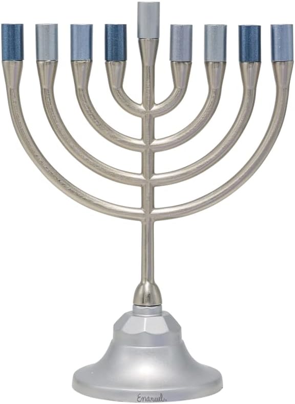 Anodized Aluminum Chanukah Menorah (Shades of Grey)  HAU-4