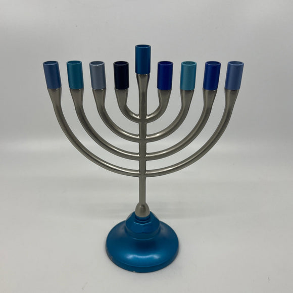 Anodized Aluminum Hanukkah Menorah (Shades of Blue)  HAU-2