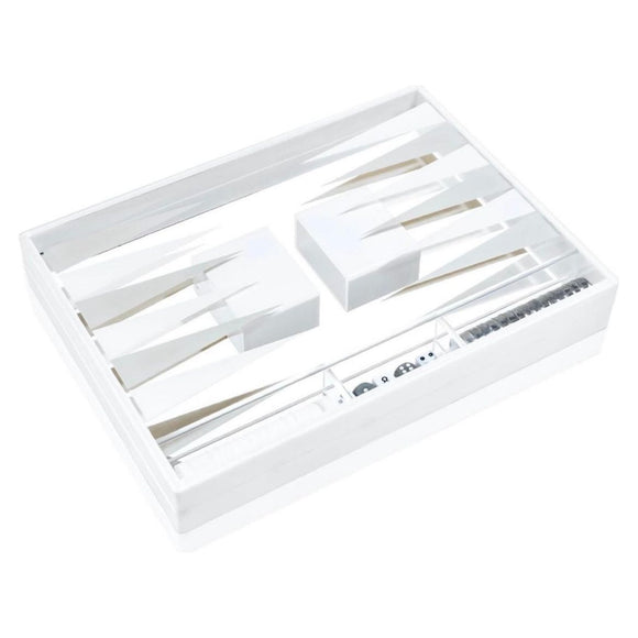 Acrylic Backgammon Set White/Silver P14