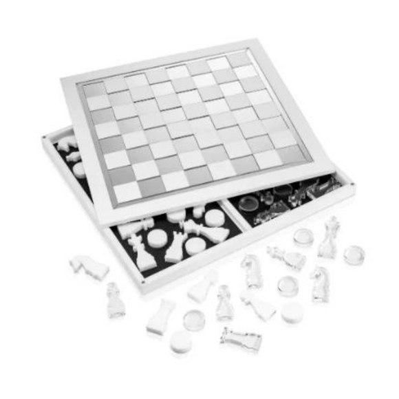 Acrylic Chess Set White/Silver CHESS-SLV