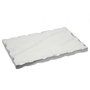 White Marble Tray - White/Silver 61685