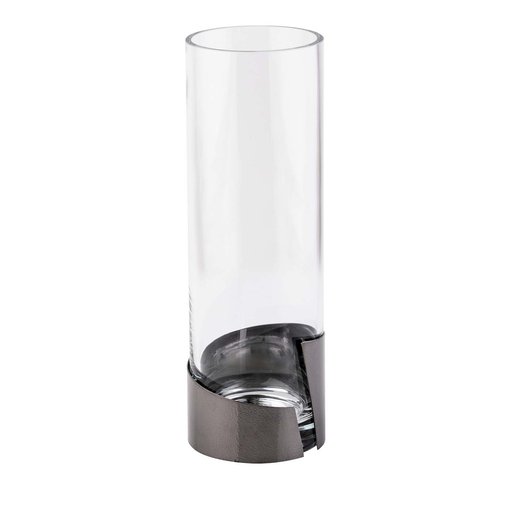 Italian Glass & Stainless Steel Base Vase - Elegant Sterling 