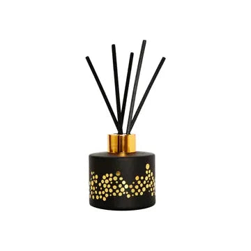 Gold Spotted Black Bottle Diffuser, 