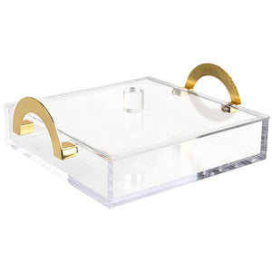 Gold Lux Lucite 9x9" Tray with Lid (Matzah)