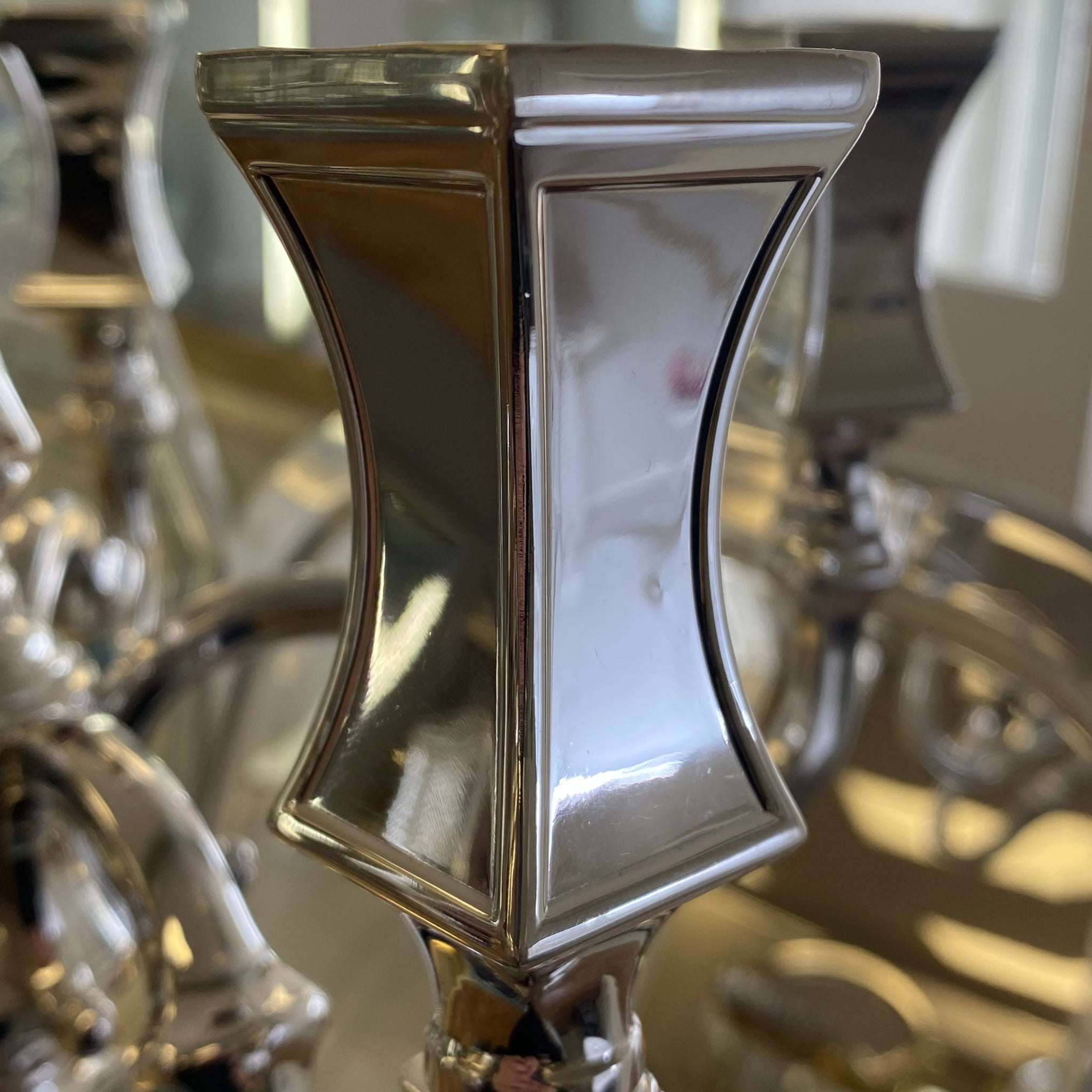 Modern Breathtaking Sterling Silver Candelabra with Gold Brass