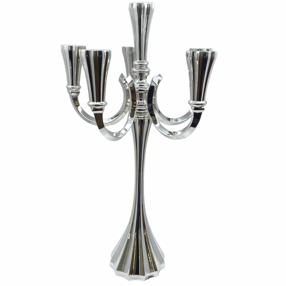 Nickel plated Candelabra with four arms and bowl # 79580,Uniquely Yours.  Transform your space into a magical place